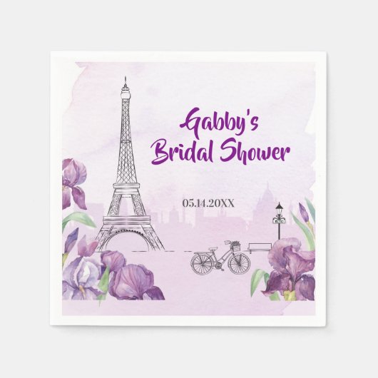 Serviette En Papier Iris Violet Pourie Occasion Spéciale Française (Devant)