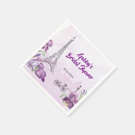 Serviette En Papier Iris Violet Pourie Occasion Spéciale Française (Coin)