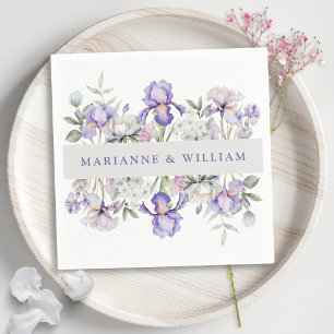 Serviette En Papier Irises et pivoines romantiques Mariage floral