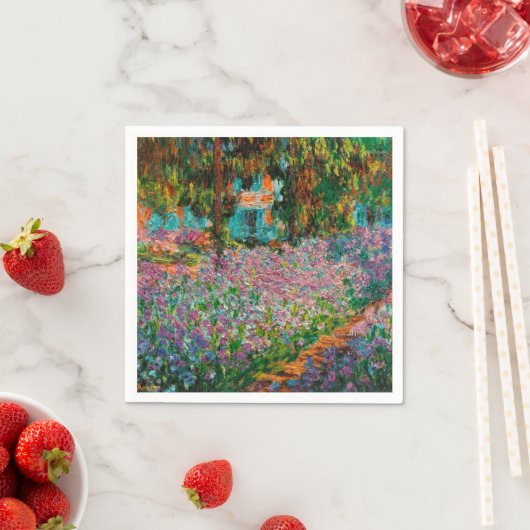 Serviette En Papier Irises Monet Garden Fleurs Giverny (En situation)