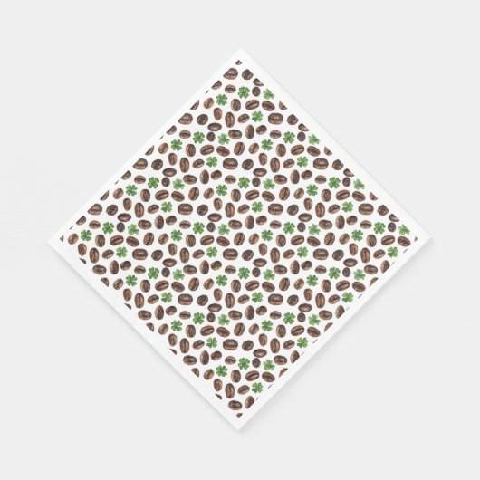 Serviette En Papier Irish Coffee Beans and Shamrocks Funny Design (Coin)