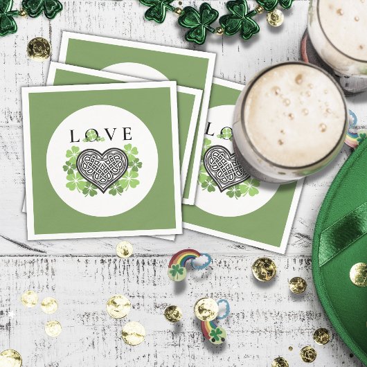 Serviette En Papier Irish LOVE Shamrock & Celtic Knot Heart Paper