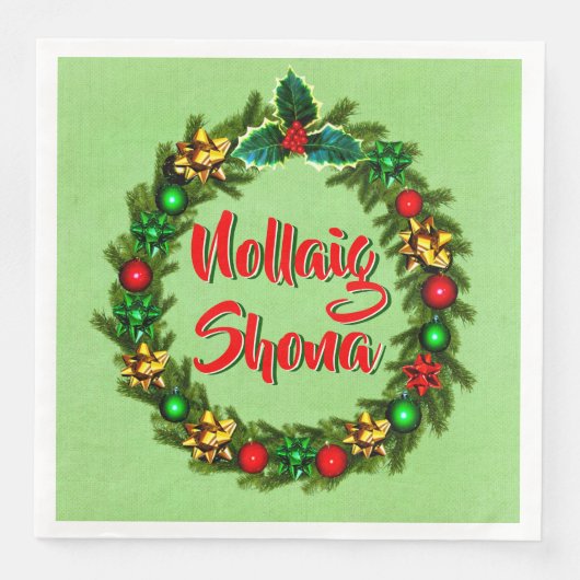 Serviette En Papier Irish Nollaig Shona Joyeux Noël (Devant)