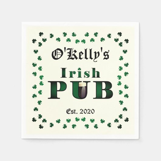 Serviette En Papier Irish Pub Bar Tavern Cocktail Boisson Napkin (Devant)