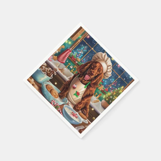 Serviette En Papier Irish Setter Gâteau de vacances : Noël festif (Coin)