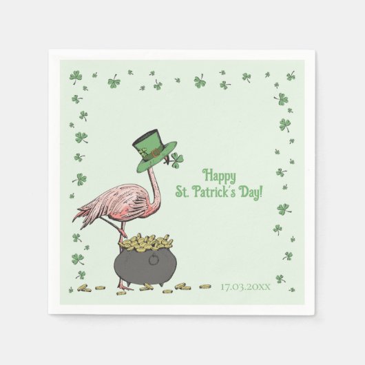 Serviette En Papier Irish Shamrock Flamingo St. Patrick’s Day Party (Devant)