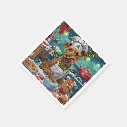 Serviette En Papier Irish Terrier Gâteau de vacances : Noël festif (Coin)