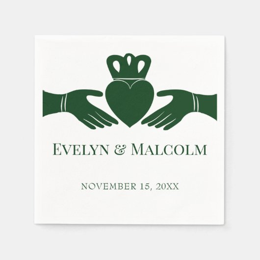 Serviette En Papier Irlandais Claddagh Ring Simple Graphic Green Maria (Devant)
