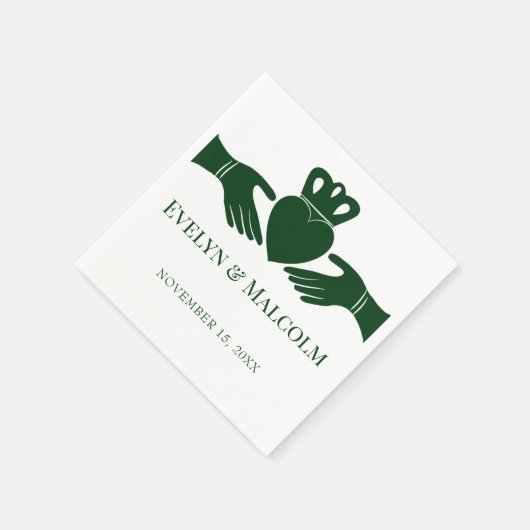 Serviette En Papier Irlandais Claddagh Ring Simple Graphic Green Maria (Coin)