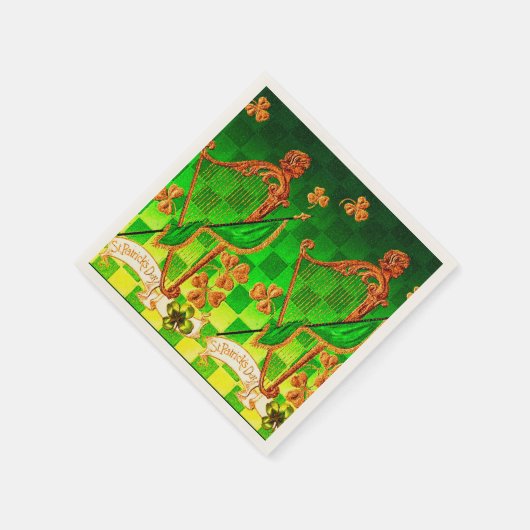 Serviette En Papier IRLANDE HARP, OR VERT SHAMROCK St Patrick's Day (Coin)