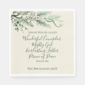 Serviette En Papier Isaïe 9:6 Sage Pine personnalisée Noël (Devant)