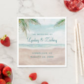 Serviette En Papier Island Breeze Sandy Beach Mariage Monogramme (En situation)