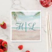 Serviette En Papier Island Breeze Sandy Beach Mariage Monogramme Dîner (En situation)