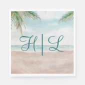 Serviette En Papier Island Breeze Sandy Beach Mariage Monogramme Dîner (Devant)