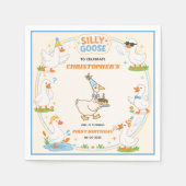 Serviette En Papier It’s ONE Silly Goose Retro 1st Birthday Fun Modern (Devant)