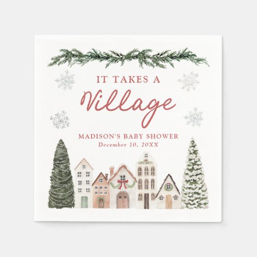 Serviette En Papier It Takes a Village Snowflake Winter Baby Shower (Devant)