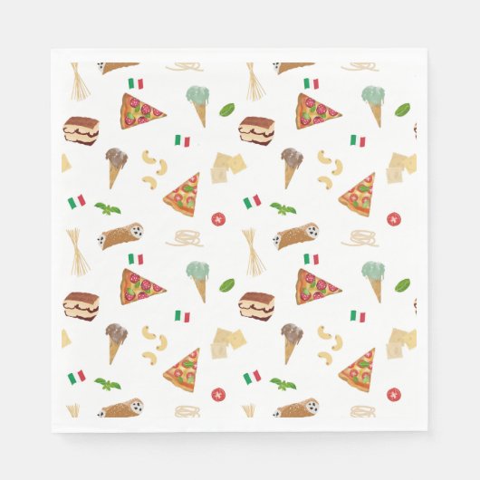 Serviette En Papier Italian Food Pizza Pasta Tiramisu Pattern (Devant)