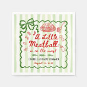 Serviette En Papier Italian Theme Baby Shower Green Bow (Devant)