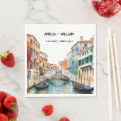 Serviette En Papier Italie Aquarelle Romantique Destination Mariage (En situation)