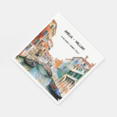Serviette En Papier Italie Aquarelle Romantique Destination Mariage (Coin)