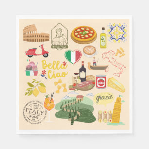 Serviette En Papier Italie Symboles Amateurs de voyage