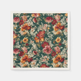 Serviette En Papier Italien Exquis, Fleurs Délicieuses avec verdure