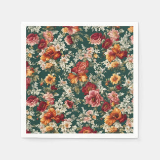 Serviette En Papier Italien Exquis, Fleurs Délicieuses avec verdure