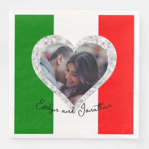 Serviette En Papier Italien Love Drapeau d'Italie Coeur