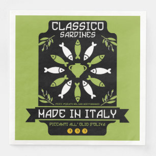 Serviette En Papier Italien Sardine Art Print Kitchen Cadeau
