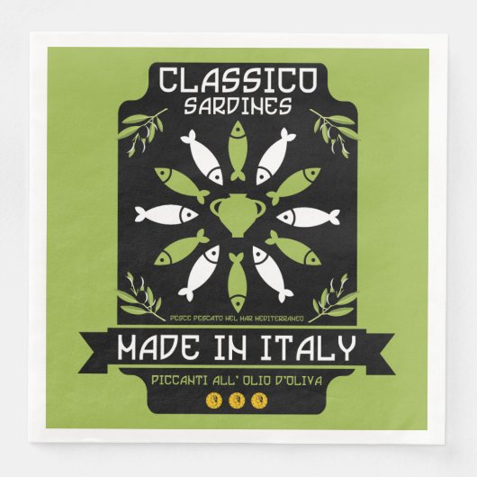 Serviette En Papier Italien Sardine Art Print Kitchen Cadeau (Devant)