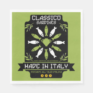 Serviette En Papier Italien Sardine Art Print Kitchen Cadeau