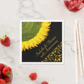 Serviette En Papier Italien Tournesol Noir Anniversaire Napkin (En situation)
