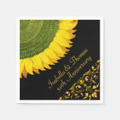 Serviette En Papier Italien Tournesol Noir Anniversaire Napkin (Devant)