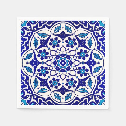 Serviette En Papier Italien Turc Iznik Indigo Party Table (Devant)
