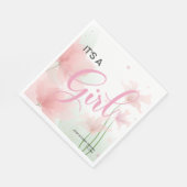 Serviette En Papier It's a Girl Soft Blush Pink Flowers  (Coin)