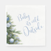 Serviette En Papier It's Cold Outside Blue Bow Winter Baby Shower (Devant)
