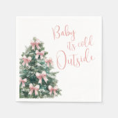 Serviette En Papier It's Cold Outside Winter Pink Bow Girl Baby Shower (Devant)