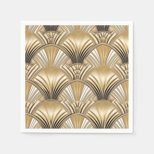 Serviette En Papier ivoire d'or motif Art déco (Devant)