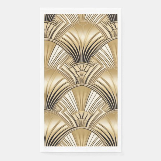 Serviette En Papier ivoire d'or motif Art déco (Devant)