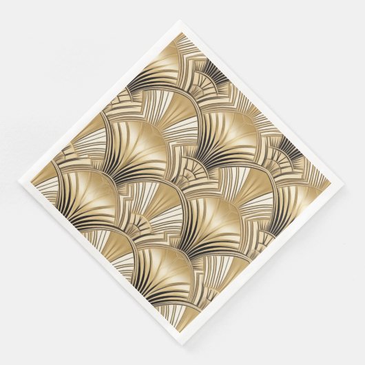 Serviette En Papier ivoire d'or motif Art déco (Coin)
