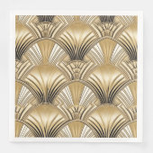 Serviette En Papier ivoire d'or motif Art déco (Devant)