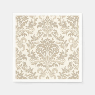 Serviette En Papier Ivoire Élégance Baroque Damassé Classique Antique