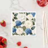 Serviette En Papier Ivoire et Hydrangée bleue (En situation)
