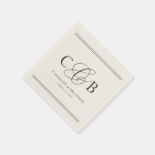 Serviette En Papier Ivoire et Noir Élégant Initiales Monogramme Mariag (Coin)