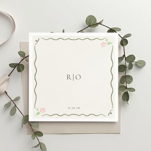 Serviette En Papier Ivoire Mariage Floral Chic Petit
