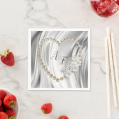 Serviette En Papier Ivoire, Vert, Bleu, Or Serviettes de soie et perle (En situation)