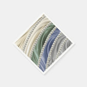 Serviette En Papier Ivoire, Vert, Bleu, Serre Or & Perles (Coin)