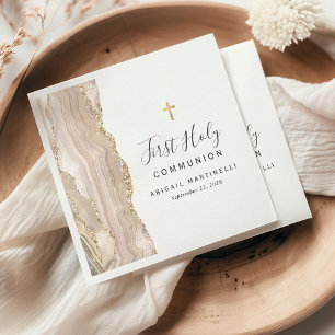 Serviette En Papier Ivory Agate Parties scintillant d'or Première comm