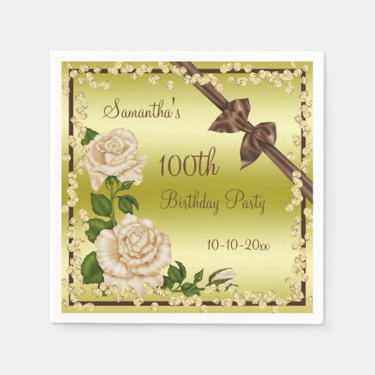 Serviette En Papier Ivory Blossom, Bows & Diamonds 100e (Devant)