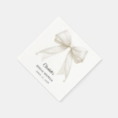 Serviette En Papier Ivory bow pearls elegant Bridal Shower (Coin)